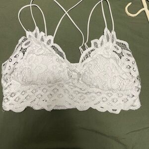 Elegant White & Red Lace Bralette